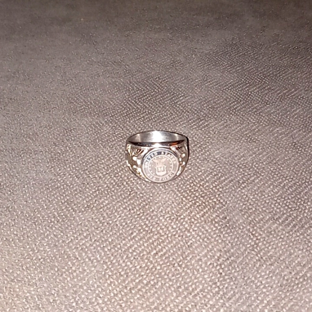 Size 14 pure silver air force ring handcrafted